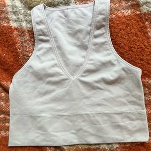 athleta off white ribbed cropped tank size large
